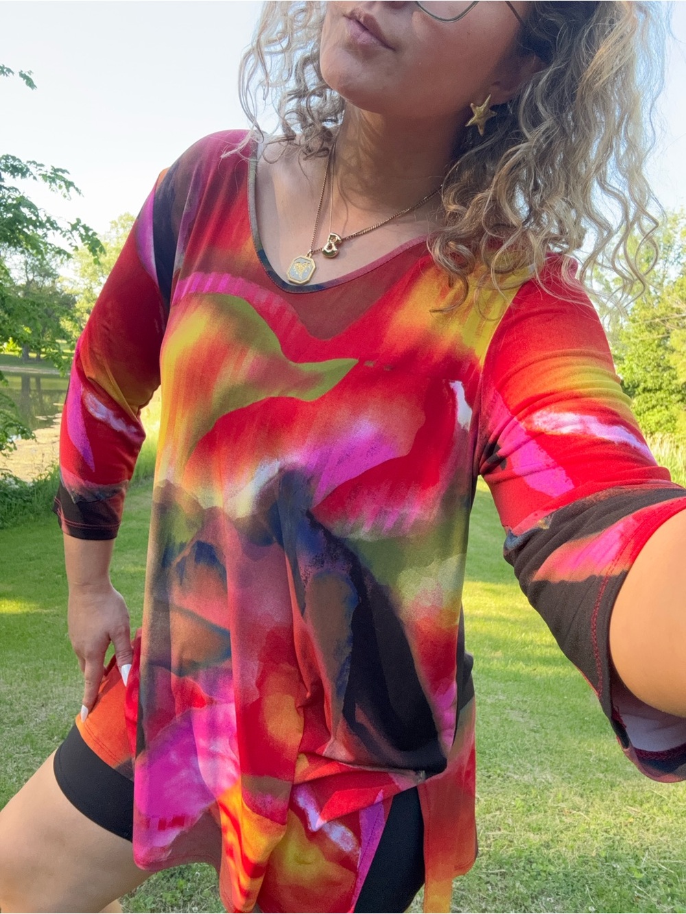 Clara Sun Multicolor Swirl Pattern Tunic